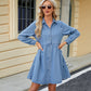 Washed Loose Casual Denim Dress Midi Dress For Women
