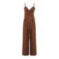 Brown Sleeveless V-neck Brace Split Vest Trousers Suit
