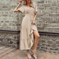 Cinched Elegant Commuter V-neck Midi Dress