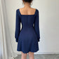 Square-neck Cinched Slimming A- Line Skirt For Women