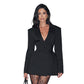New-style Casual Slim-fit Suit Long-sleeve Bud-shaped Faux-pocket Dress