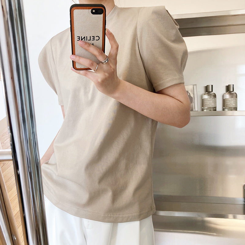 Women's Lazy Loose Round Neck Puff Sleeve Top