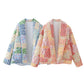 Manteau veste matelassée en coton à imprimé à revers