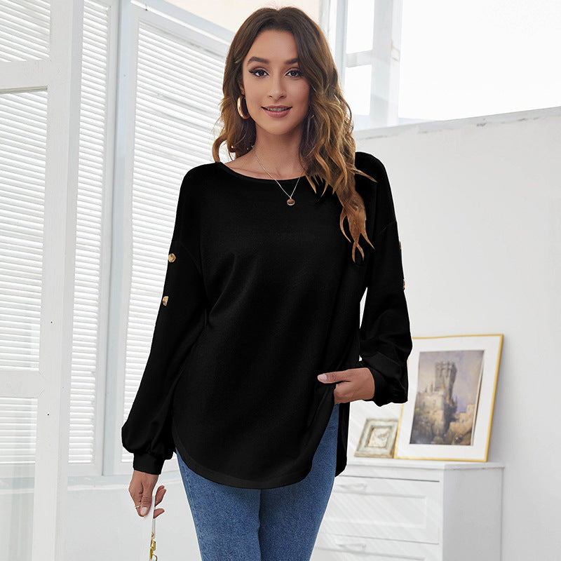 Ladies Casual Lantern Breasted European And American T-Shirt