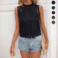 Lace Stitching Sleeveless Half Collar Top Women