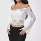 Off-neck Single Layer Lace Stitching T-shirt For Women