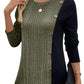 Women's Color Matching Color Contrast Button Split Casual Long Top