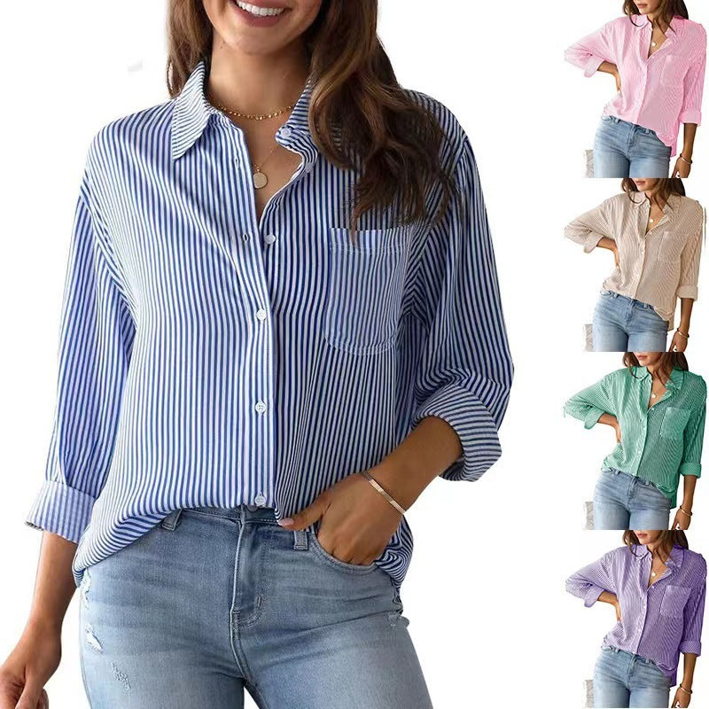 Cardigan ample et décontracté à rayures pour femme