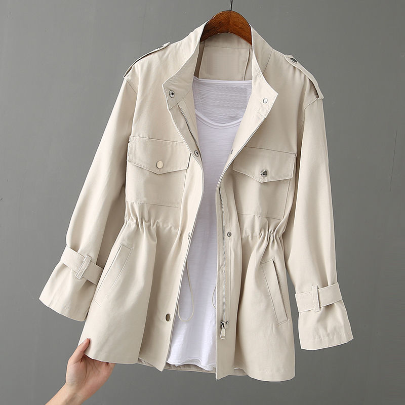 Trench coat with waist