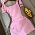 SpringSummer Solid-Color Sweet-Style Slim Fit Dress With Bow Accent