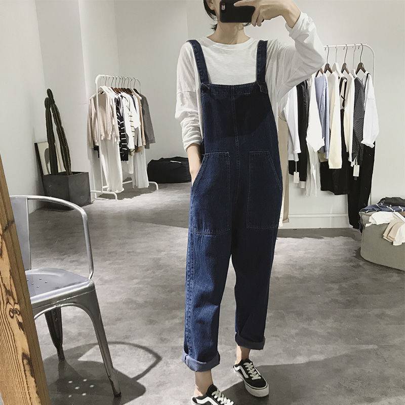 Women's High-waist Straight-leg Soft Denim Overalls