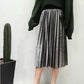Gold velvet pleated skirt