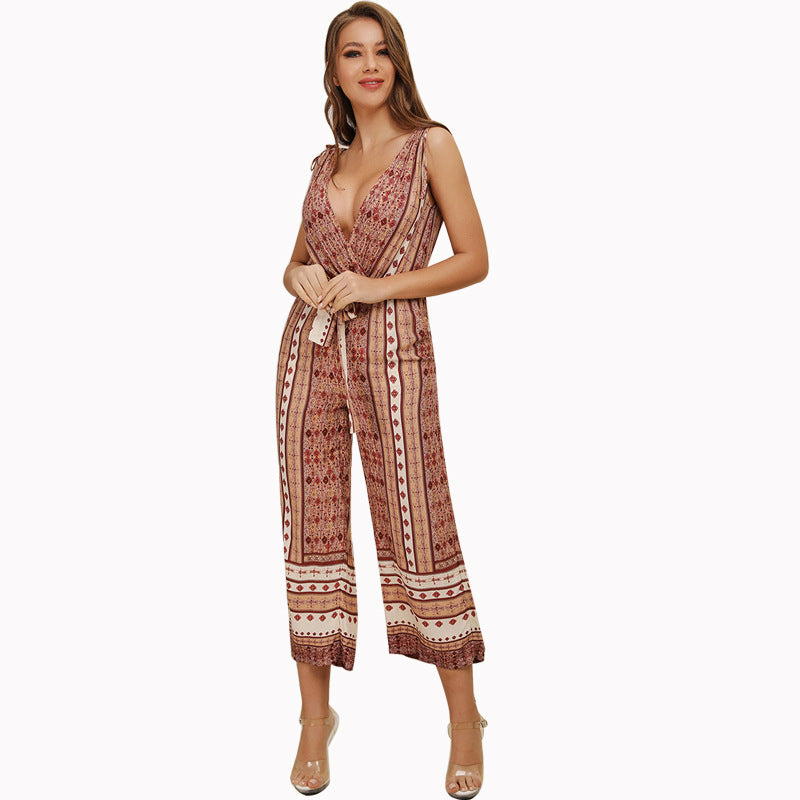 Deep V split jumpsuit
