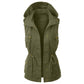 Women's Fashion Solid Color Work Vest Hooded Drawstring Coat