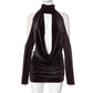 Halter Swing Collar Backless Velvet Dress