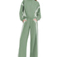 Double Striped Long-sleeve Zipper Pants Pocket Sports Suit
