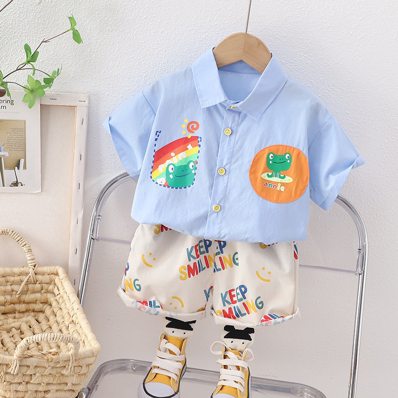 T-shirt à manches courtes motif grenouille arc-en-ciel pour homme et bébé