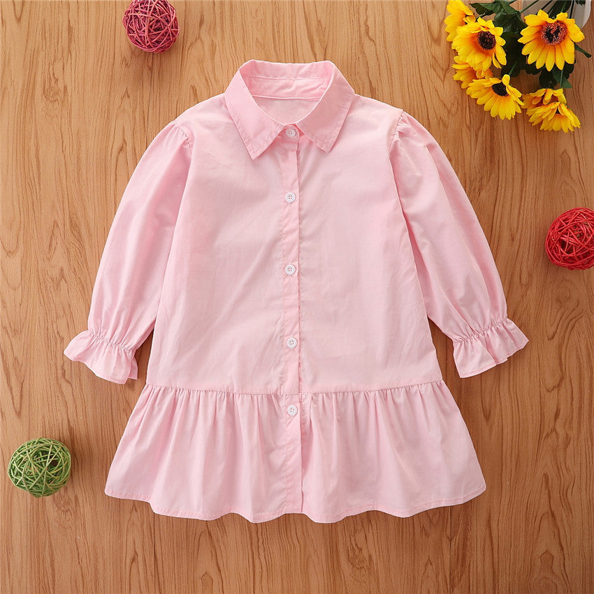 New Trendy Children's Long-sleeved Shirt Dress