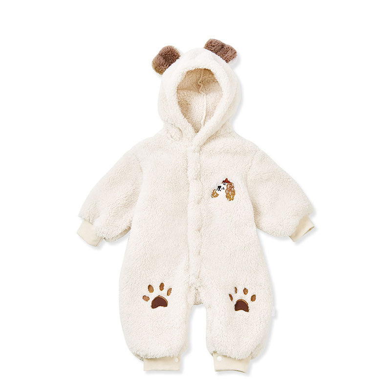 Pyjama une pièce pour bébé, combinaison à capuche tridimensionnelle en velours double face