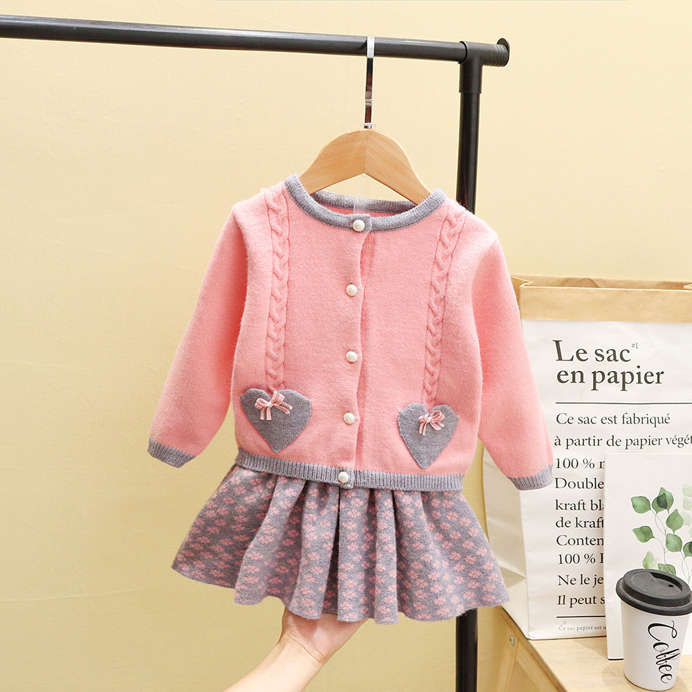 T-shirt 2 pièces pour bébé coréen d'automne, pull tendance pour enfant
