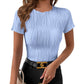 Solid Color Round Neck Slim Fit Short Sleeve T-shirt Top