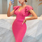 Front And Back Deep V Wave Layered Belt Dress
