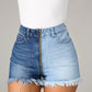 Short d'été en jean taille haute amincissant avec fermeture éclair