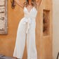 Casual Fashion V-Neck Suspender Solid Color Jumpsuit Women