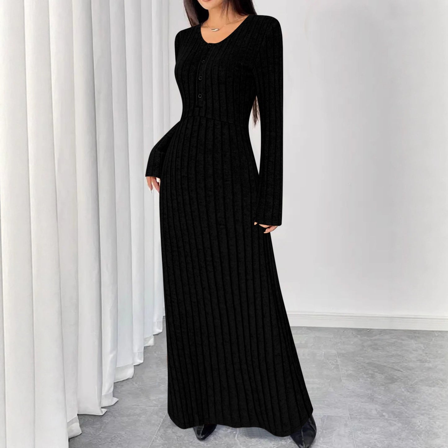 Stylish And Elegant V Neck Womens Dress