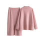 New FallWinter Solid-Color Turtleneck Sweater And Slit Bodycon Skirt Two-Piece Set