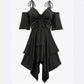 Plus Size Women's Clothing Street Hipster V-neck Cold Shoulder Short Sleeve Dress