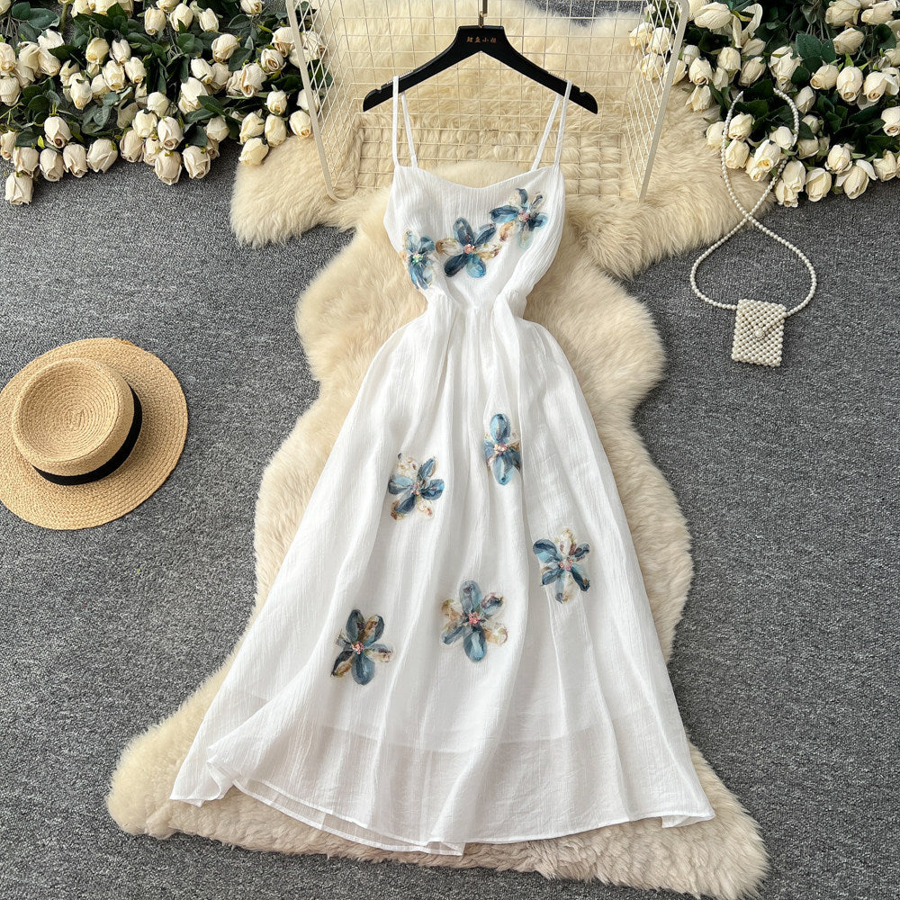 French-style Vacation-look Sweet Strap Dress For Women