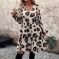 Leopard Print Long Sleeve Dress Women
