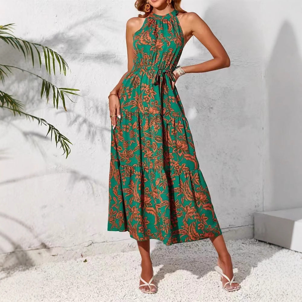 Robe sans manches à imprimé ethnique pour le printemps et l'été
