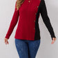 Solid Color Round Neck Sunken Stripe Brushed Contrast Color Fashion Buttons