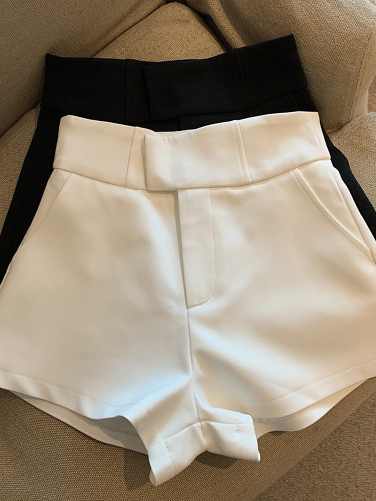 Short de costume taille haute pour femme, coupe trapèze