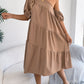 Womens Loose Flared Maxi Skirt With A Ruffled Hem
