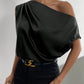 Women's Fashion Diagonal Collar Pinch Pleated Asymmetric Vest
