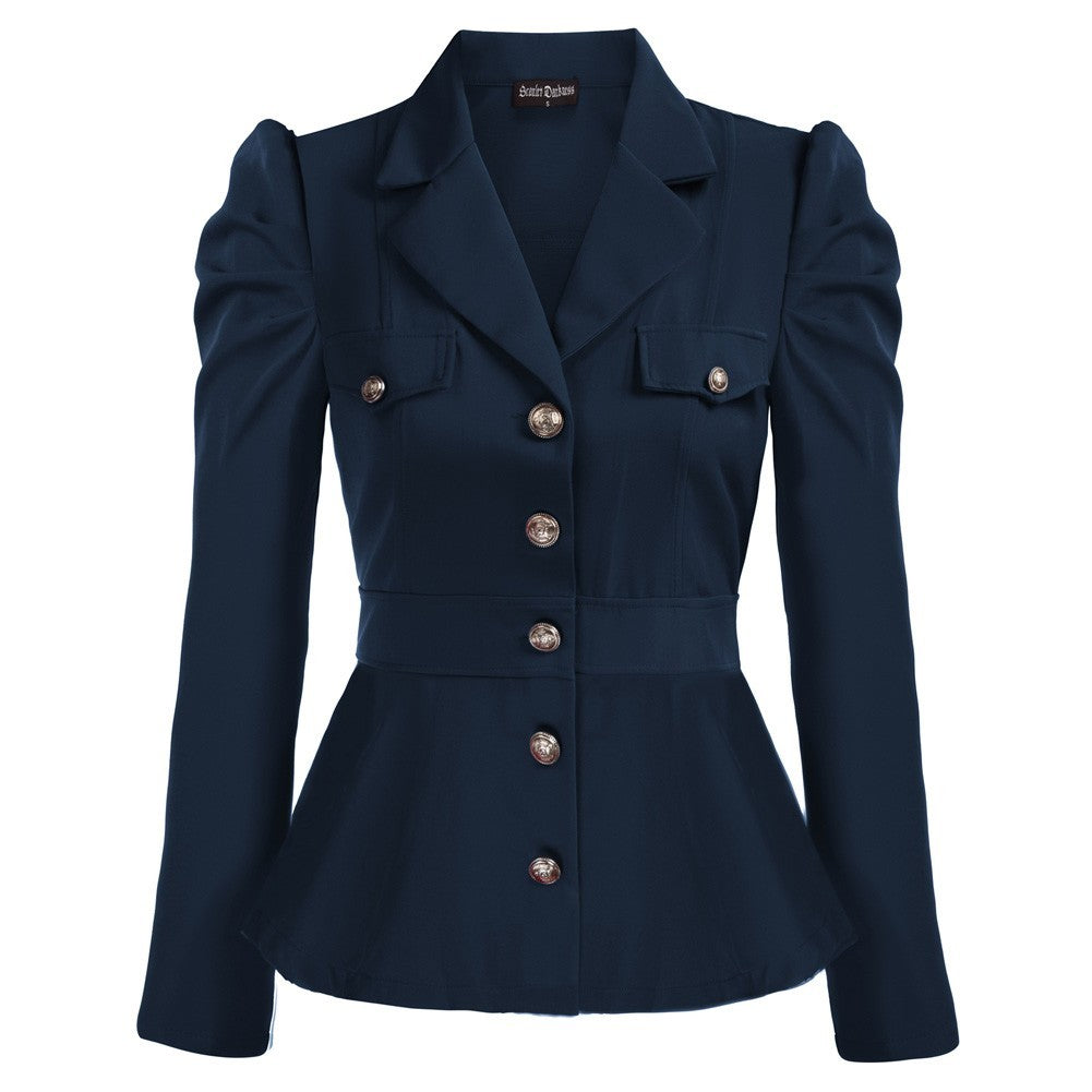 Veste tendance pour femme avec revers et ourlet à volants