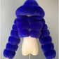 Manteau court à capuche en fausse fourrure à manches longues