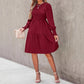 Round Neck Ruffled Lantern Sleeves Long Sleeve Dress