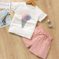 Ice Cream Printed t-Shirt + Shorts Girls Suit Pants