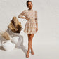 Small floral elastic waist big swing dress