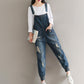 Bavoir en jean ample de grande taille avec broderie rétro littéraire 