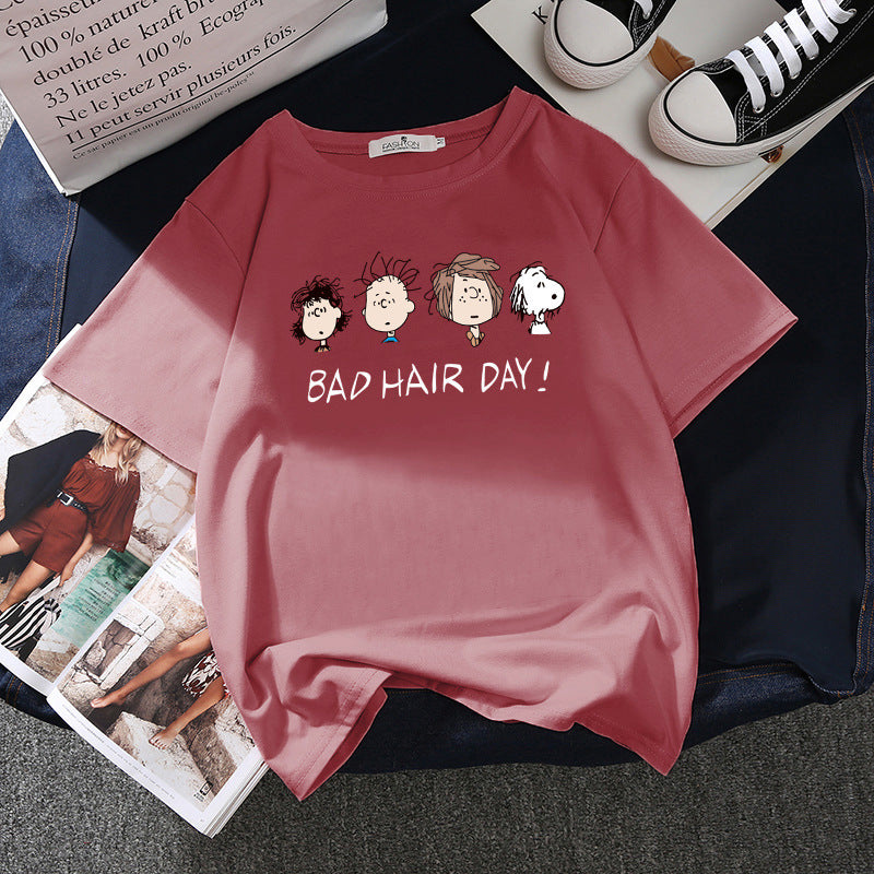 White Short Sleeve T-shirt Female Loose Student Net Red Half Sleeve Top Clothes