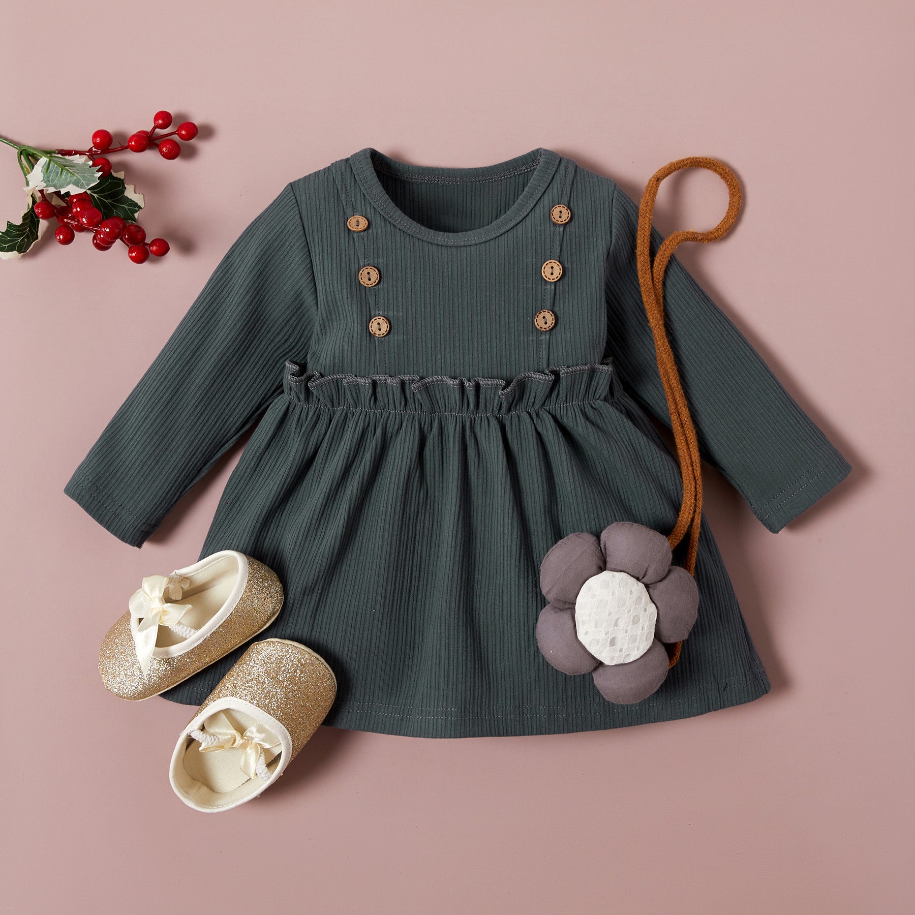 Children's long-sleeved dress in cotton