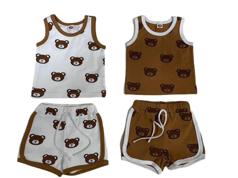 Ensemble deux pièces haut et pantalon imprimé bébé ours