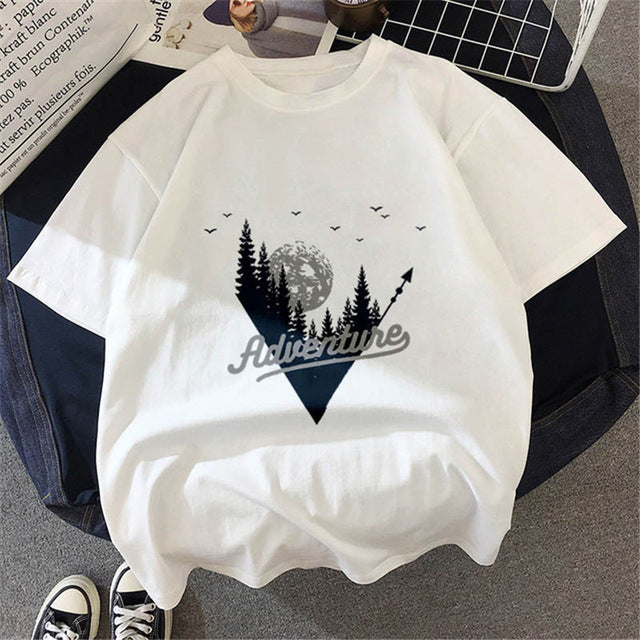 Forest reflection print short sleeve top