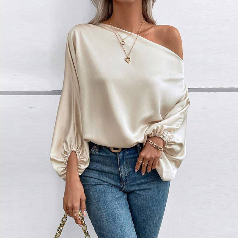 Pull asymétrique à col diagonal, style européen et américain