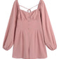 Square Neck Lantern Sleeve Jumpsuit Loose Versatile Shorts